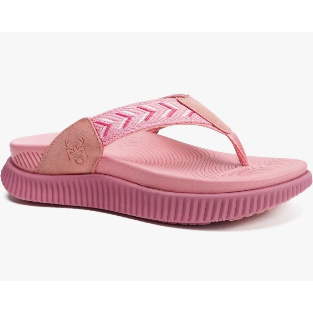 Kuailu Womens Orthopedic Flip Flops Pink Arch Support Recovery Sandals 1.7" Sole